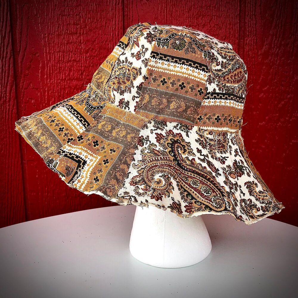 Upcycled Patchwork Bucket Hat – Handmade Vintage Paisley Textile